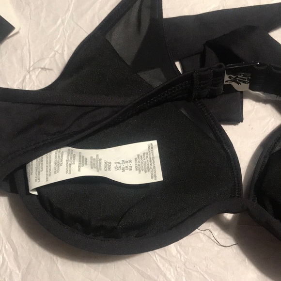 NWT Kenneth Cole Halter Underwire Bra Swim Bikini Top Small Black - Picture 8 of 11